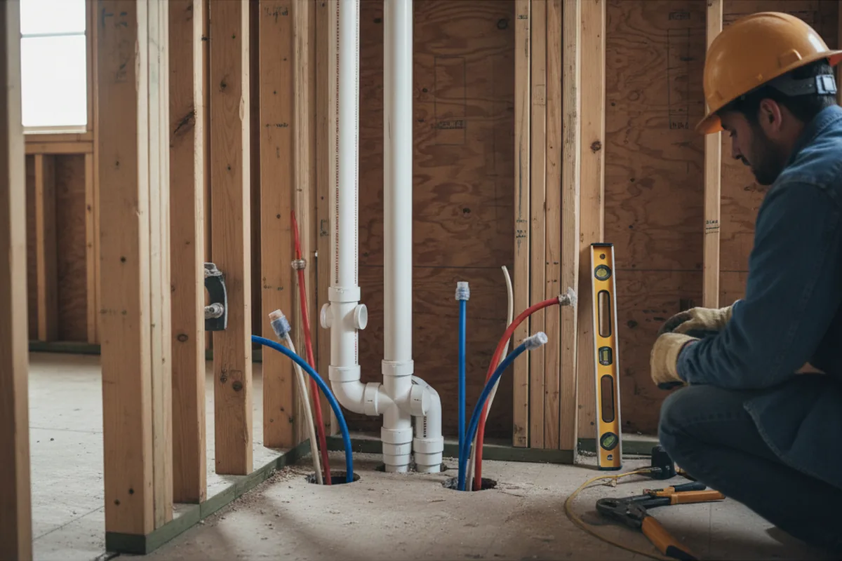 Drain and supply rough-in during Leak Detection in Gilman