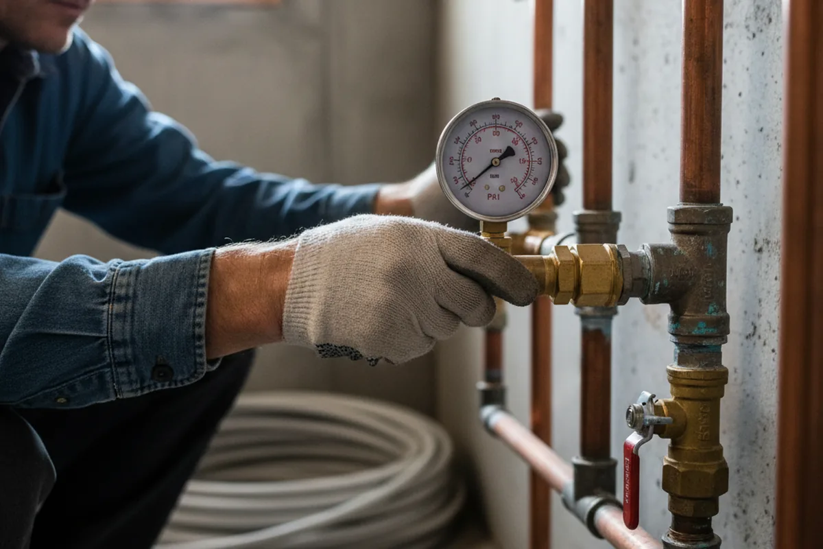 Pressure testing a repaired line during Water Line Repair in Gilman